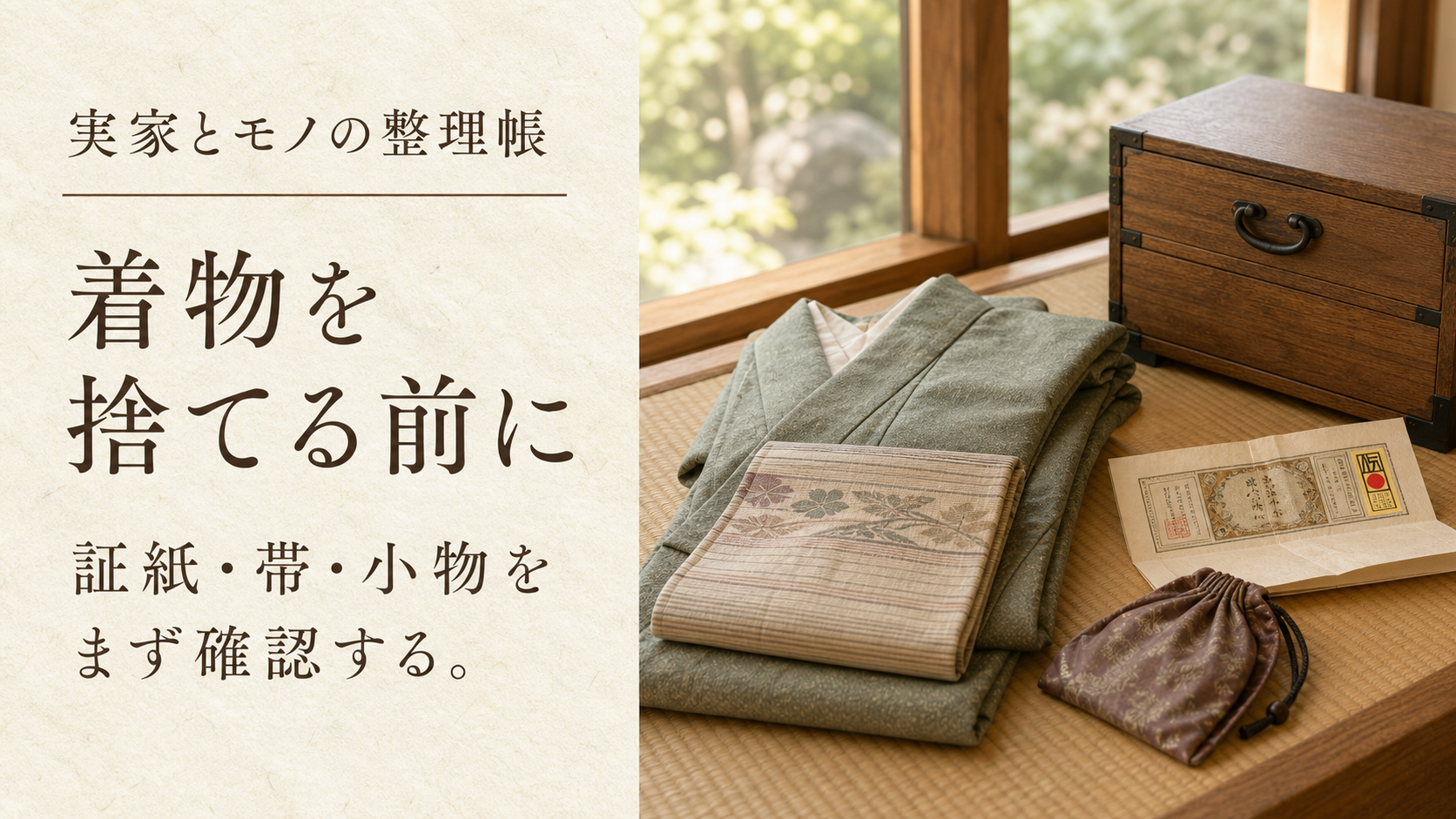 実家で見つけた着物を捨てる前に確認するイメージ