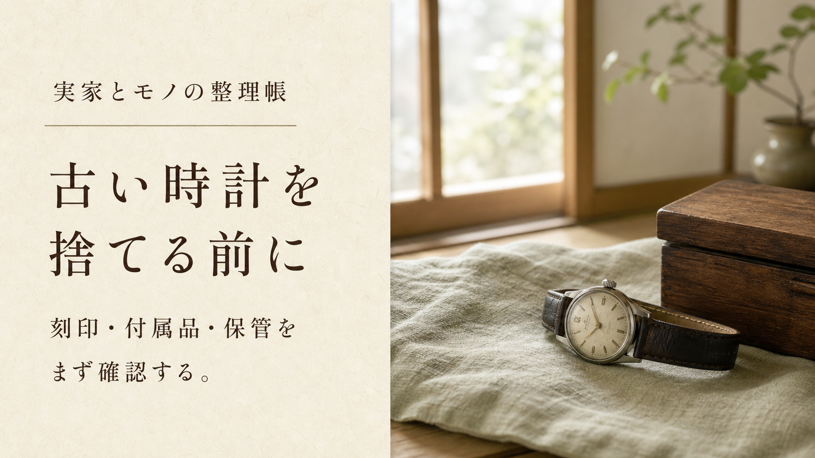 実家で見つけた古い時計を捨てる前に確認するイメージ