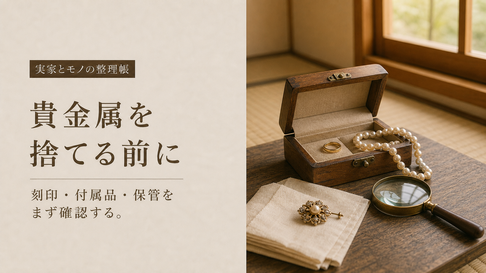 実家で見つけた宝石・貴金属を捨てる前に確認するイメージ